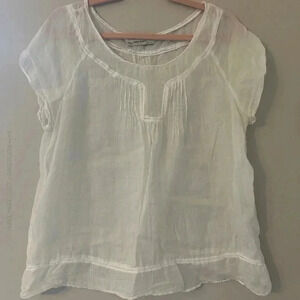 Zara White Relaxed Fit Flutter Sleeve Blouse